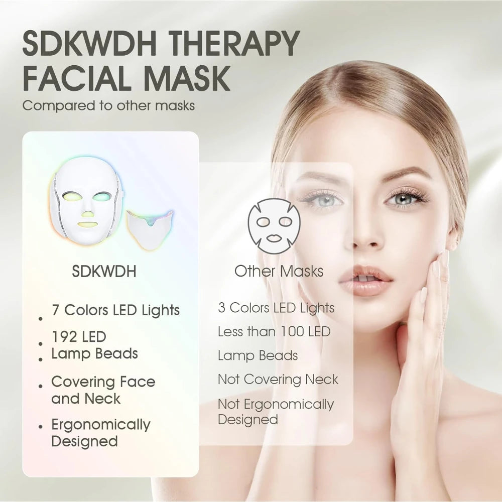 Wireless 7-Color LED Face & Neck Mask